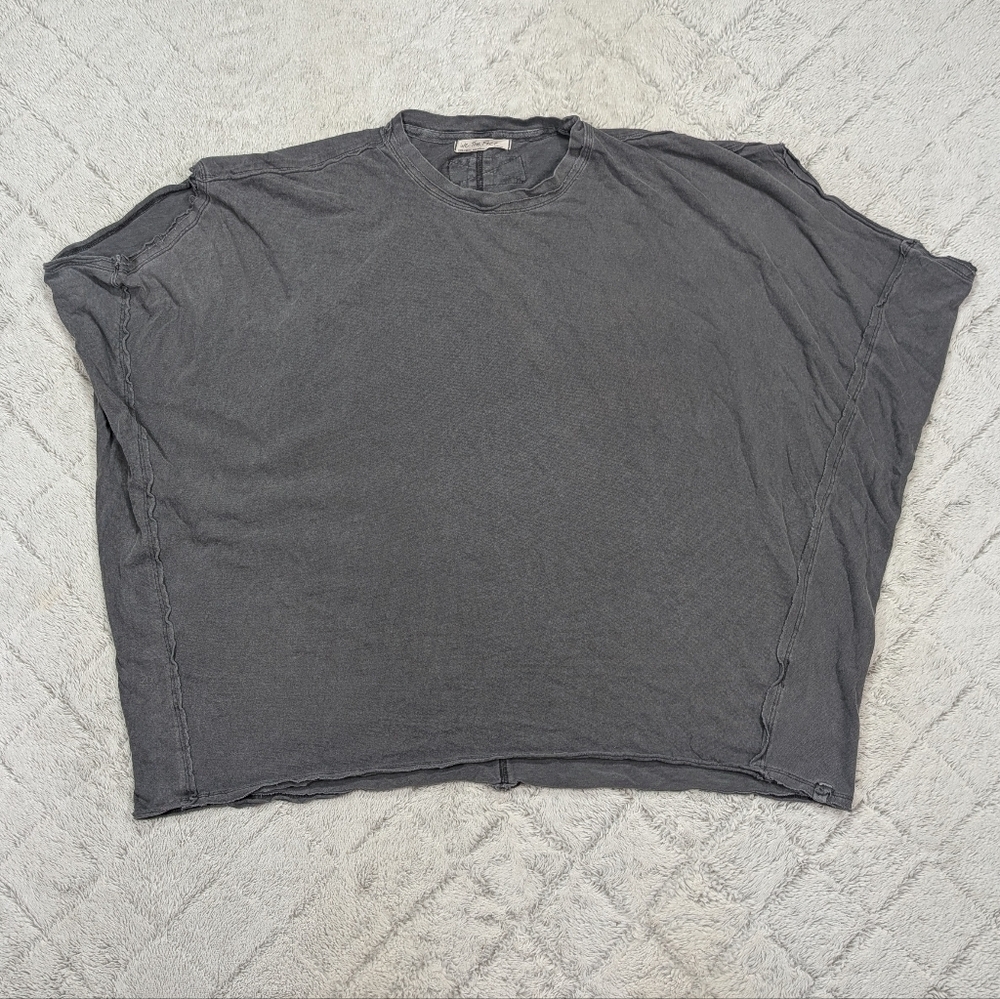 Free People Shirt Womens XS Gray We The Free Oversized Boyfriend Slouchy Cozy